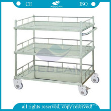 AG-SS022B Edelstahl Material Behandlung medizinische klinische Trolley drei Regale